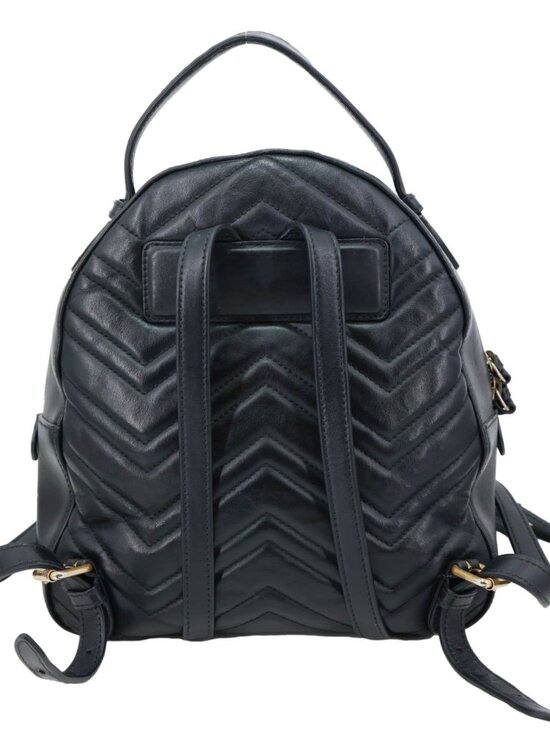 Gucci GG Marmont Animal Studs Leather Backpack Black 476671 display picture 2